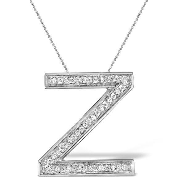 Diamond 0.15ct 9K White Gold Large Initial - RTC-G3927